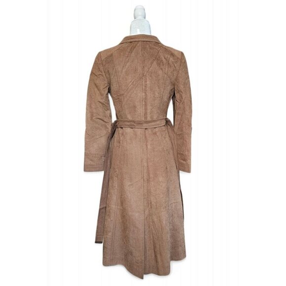 Vintage Mar-Del Mar Del brown long coat button up w/ belt repels rain &stains S - Picture 11 of 13
